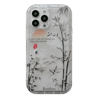 Gjennomsiktig telefondeksel for iPhone 13 Pro Max 6,7 tommer, TPU-deksel for bambus-blekkmaling