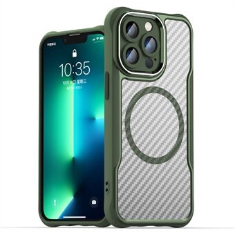 For iPhone 13 Pro Max Etui TPU+PC Telefon Deksel Kompatibelt med Magsafe Karbonfiber