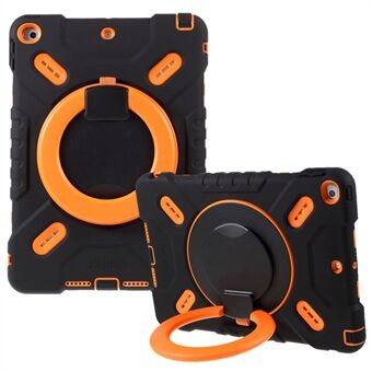 PEPKOO 360° Roterende Kickstand PC + Silikon Combo Support Nettbrettdeksel for iPad 10.2 (2021)/(2020)/(2019)/Air 10,5 tommer (2019) - Svart/oransje