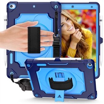 For iPad 10.2 (2021) 360 Degree  Swivel Kickstand Tablet Case PC + Silicone Anti-drop Protective Cover