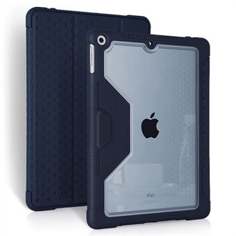 Lærveske for iPad 10.2 (2021) / (2019) / (2020), Tri-fold Stand pennspor TPU + gjennomsiktig nettbrettetui for PC