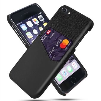 KSQ Kort Holder Tøy + PU Lærbelagt PC Bakdeksel for iPhone SE (2020)/SE (2022)/7/8 4,7 tommer - Svart