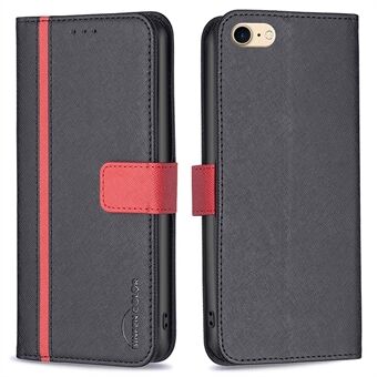 BINFEN COLOR For iPhone 7 / iPhone 8 / iPhone SE 2020/2022, Anti-fall Phone Cover BF Leather Series-9 Style 13 TPU+PU Leather Case Cross Texture Splicing Cell Phone Protector