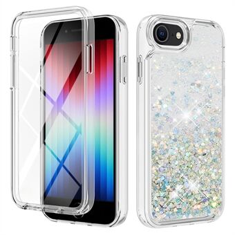 YB Quicksand Series-9 for iPhone SE (2022) / (2020) / 7 / 8 4,7 tommers Liquid Glitter Paljetter Full Cover TPU-deksel Telefondeksel med PET-skjermbeskytter