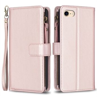 BF Style-19 for iPhone 6 / 6s / 7 / 8 / SE (2020) / SE (2022) PU-lærveske Glidelåslomme Stand Lommebokdeksel