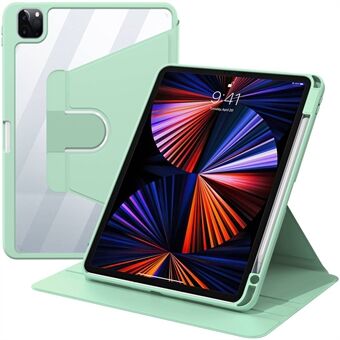 For iPad Air (2020) / (2022) / iPad Pro 11-tommers (2020) / (2018) / (2021) 360-graders roterende Stand PU-skinn nettbrettveske Autovekke / Sleep-deksel med pennespor - Lysegrønn