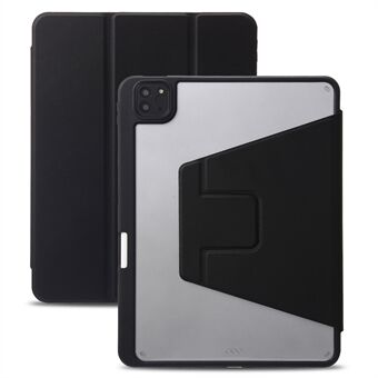 For iPad Pro 11 (2018) / (2020) / (2021) / (2022) / iPad Air (2020) / (2022) PU-skinn + TPU + Akryl Tri-fold beskyttelsesveske Auto Wake / Sleep Rotary Stand Drop-proof deksel - Svart