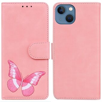 For iPhone 14 6,1 tommers sommerfuglmønsterutskrift Magnetisk boklommebokveske Skin-touch Feeling PU- Stand Flip Cover