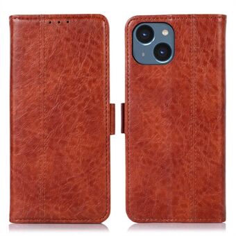 For iPhone 14 6,1 tommers PU-skinn Flip Folio-deksel Innvendig TPU-beskyttelse Crazy Horse Texture Stand Lommebokdeksel