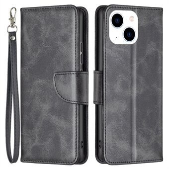 For iPhone 14 6,1 tommer BF Leather Series-4 Støtsikkert telefondeksel Ensfarget magnetisk lås Godt beskyttet lommebok-stil lærveske Stand Mobiltelefonskall med håndleddsstropp