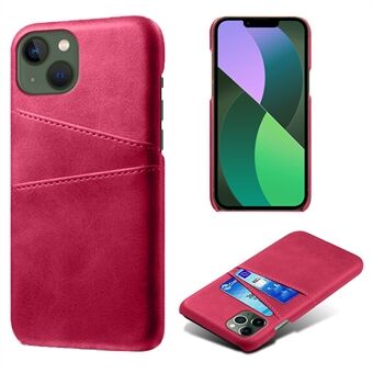 Slitasjebestandig telefondeksel for iPhone 14 6,1 tommer, PU-skinnbelagt hard PC-beskytter med doble kortspor