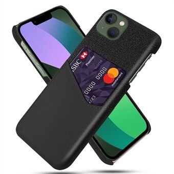 For iPhone 14 6,1 tommers teksturtelefonbeskytter PU-skinnbelagt hardt PC-deksel med kortspor