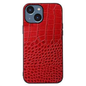 For iPhone 14 6,1 tommer Anti-drop Crocodile Texture Telefonveske Scratch telefondeksel Ekte kuskinnbelagt PC+TPU-skall