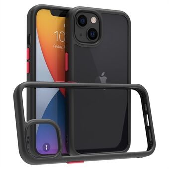 For iPhone 14 Gjennomsiktig telefondeksel 9H Hardhet Herdet glass bakdeksel Matt TPU-ramme beskyttelsesdeksel