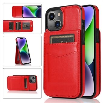 For iPhone 13 / 14-kortholder PU-skinnbelagt TPU-telefonveske Kickstand smarttelefondeksel