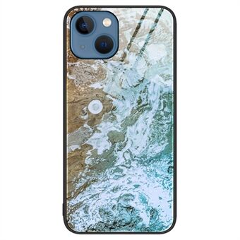 For iPhone 14 6,1 tommers telefondeksel Dropsikkert herdet glass + PC + TPU marmormønsterdeksel