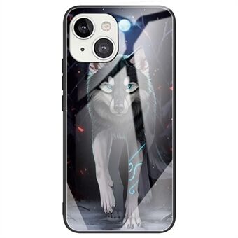 Telefondeksel med mønsterutskrift for iPhone 14 6,1 tommer, fallsikkert herdet glass + TPU-beskyttelsesveske