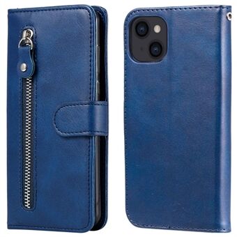 For iPhone 14 6,1 tommers Folio Flip-telefonveske Ytre glidelåslomme PU- Stand lommebokdeksel