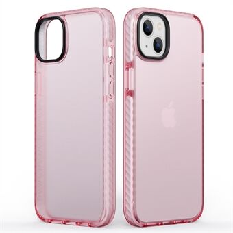 For iPhone 14 6,1 tommer TPU+PC Gjennomsiktig bakdeksel Matt indre teksturdesign Mobiltelefondeksel