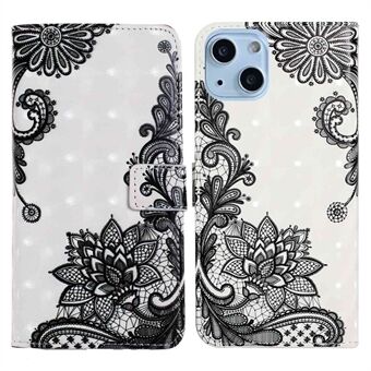 For iPhone 14 6,1 tommers 3D-mønsterutskrift Lommebok telefonveske PU-skinn sammenleggbart Stand Folio Flip-beskyttelsesdeksel