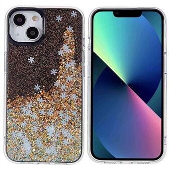 DFANS For iPhone 14 6,1 tommer støtsikker veske Snowflake Glitter Decoration Telefondeksel PC + TPU Hybrid Anti-Fall Case