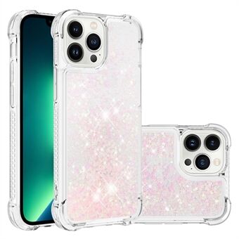 For iPhone 14 6,1 tommer TPU+PC-telefondeksel Flytende flytende glitter Quicksand telefondeksel