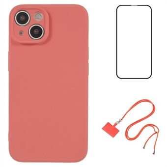 WANLONFENG RB1-serien For iPhone 14 Slankt Etui Myk TPU Telefondeksel med Skjermfilm, Snor