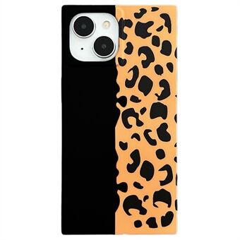 For iPhone 14 Etui Leopard Print Firkantet Form Matte TPU Støtsikkert Telefondeksel