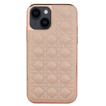 VIETAO galvaniseringstelefondeksel for iPhone 14 Støtsikkert deksel Anti-Fall TPU+PU Lær Rattan Plaid Texture Telefonbeskytter