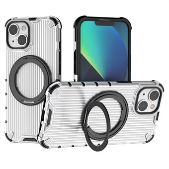 For iPhone 14 Etui Vertikal Stripe PC+TPU Telefon Deksel Usynlig Magnetisk Ringholder