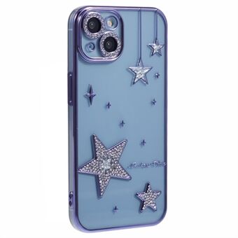 For iPhone 14 Etui 3D Bling Stjerner Elektroplettering TPU Klar Telefonetui