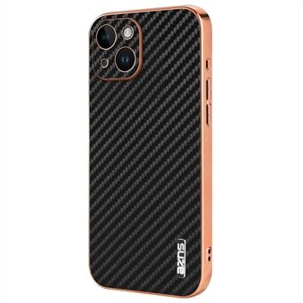 AZNS For iPhone 14 Deksel Elektroplettering Karbonfiber Tekstur PU+TPU Telefondeksel