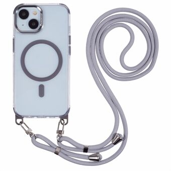 For iPhone 14 Klar Deksel Kompatibel med MagSafe Støtsikker PC+TPU Telefondeksel med Lang Snor