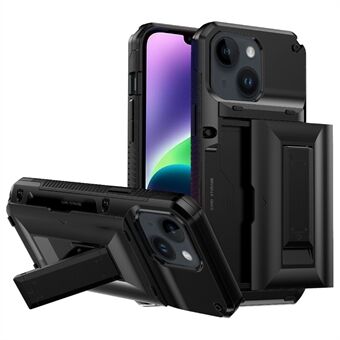 Myk TPU + Hard PC Kickstand telefonveske for iPhone 14, sklisikker sidekortholder beskyttende deksel