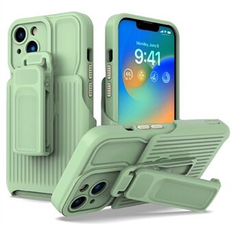 Explorer-serien for iPhone 14 Avtakbar bakklips Kickstand telefonveske PC + TPU støtsikkert hybriddeksel