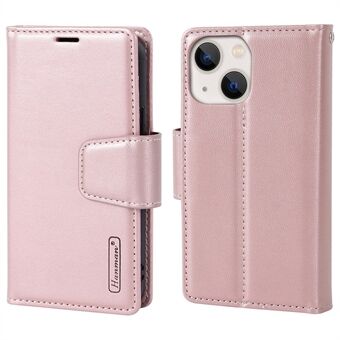 HANMAN Miro2 Series for iPhone 14 PU Lær Folio Flip Lommebokveske Avtakbart Stand Magnetisk telefondeksel