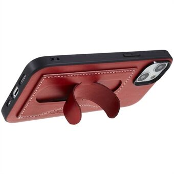 Fallsikkert telefondeksel for iPhone 14 PU-skinnbelagt TPU-telefonbakdeksel Kickstand-kortholderveske