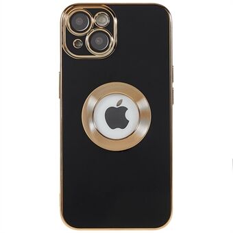 For iPhone 14 Hollow Logo Hull Design TPU Anti-drop Cover CD Texture Ring Dekor Telefon Bakveske med linsefilm