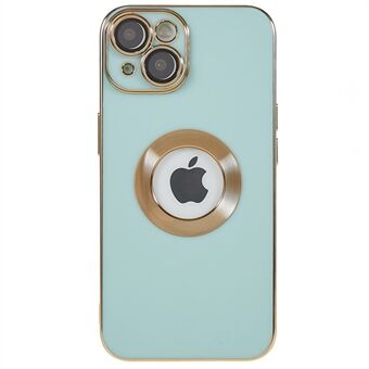 For iPhone 14 Hollow Logo Hull Design TPU Anti-drop Cover CD Texture Ring Dekor Telefon Bakveske med linsefilm