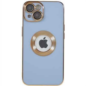 For iPhone 14 Hollow Logo Hull Design TPU Anti-drop Cover CD Texture Ring Dekor Telefon Bakveske med linsefilm