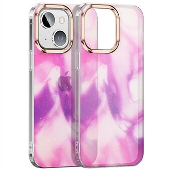 For iPhone 14 Gradient IMD Akvarell Glitter Powder Telefonveske Elektrobelagt Myk TPU Hard PC Anti Scratch Hybrid Beskyttelsesdeksel