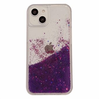 For iPhone 14 Flowing Liquid Quicksand Beads PC+TPU-deksel Tilbake Beskytter Telefondeksel