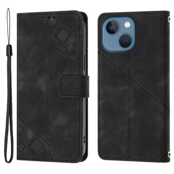 PT005 YB Imprinting Series-6 for iPhone 14 PU-skinndeksel med Stand Skin Touch-telefondeksel