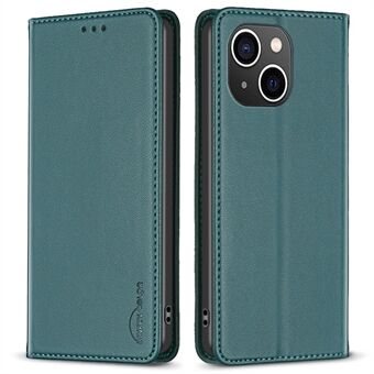 BINFEN COLOR BF18 kortholder telefondeksel for iPhone 13 / 14 PU-skinn + TPU- Stand telefonveske