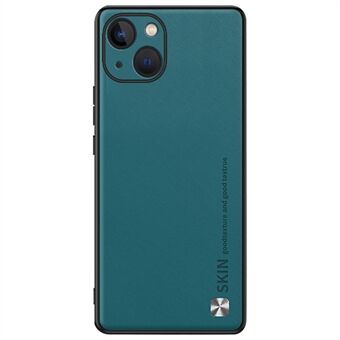 Telefondeksel for iPhone 14 PU skinnbelagt PC+TPU støtsikkert deksel med metalldekor