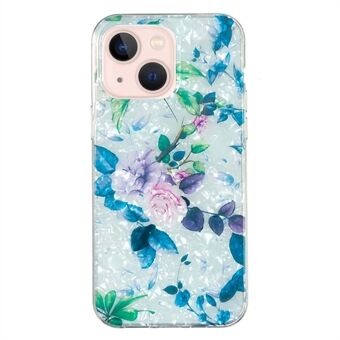 Støtsikkert deksel til iPhone 14 TPU-telefondeksel IMD Marble Flower Shell-mønster slankt telefondeksel