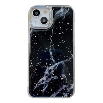 For iPhone 14 Marmormønster Sølvfolie Telefonveske Epoxy Hard Akryl+TPU Telefonskall galvaniseringsdeksel