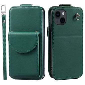 For iPhone 14 Etui Kort Bag Vertikal Flip Kollisjonsbeskyttelse PU Lær Telefondeksel