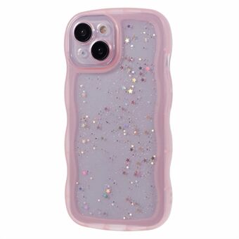 JTW-serien for iPhone 14 Etui Bølgete Ramme Glitter Stjerner Epoksy Telefon Deksel