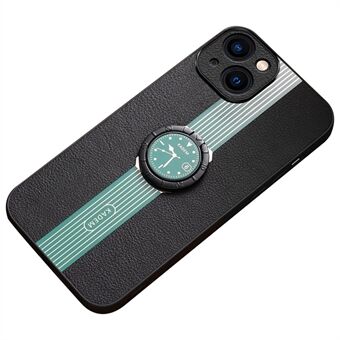 KADEM For iPhone 14 Etui PU Skinn + Akryl + TPU Elektroplettering Deksel med Ringstativ